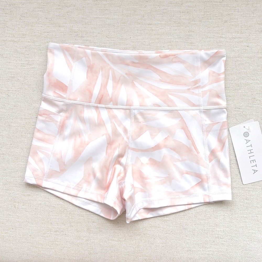 Athleta Fearless Swirl Shortie. White/Coral. Small. These Are Stunning!  NWT.